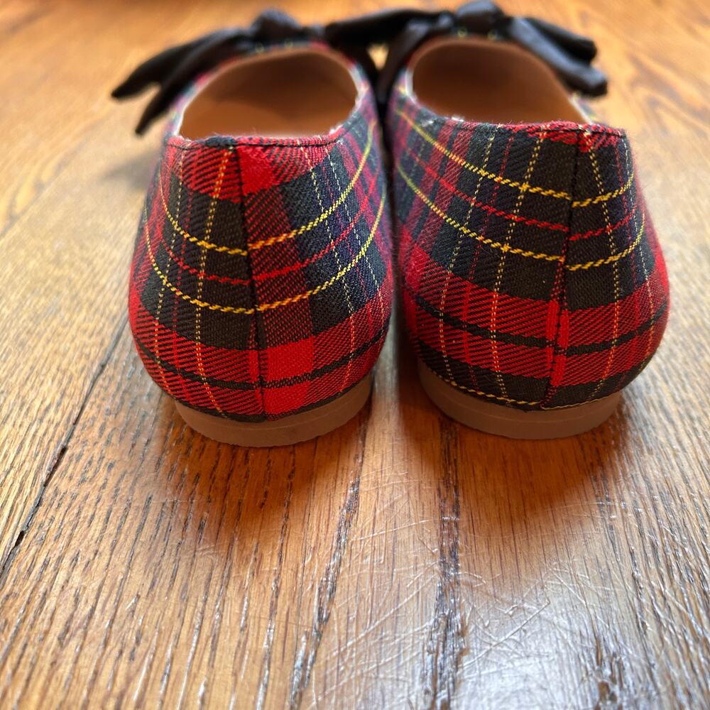 Jack Rogers Debra Tartan Plaid Bow Pointed Toe Ballet Flats Shoes Size 6 Holiday - Picture 4 of 7